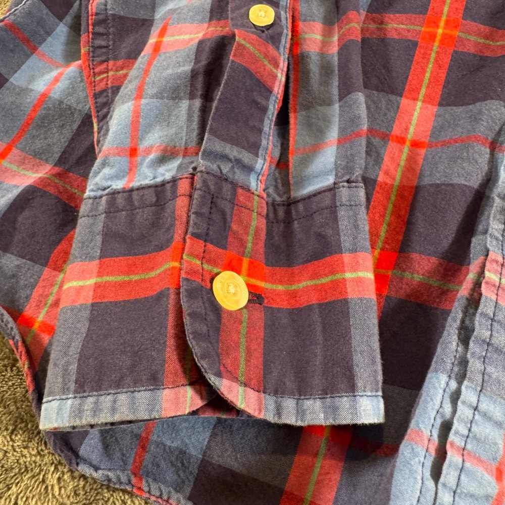 J.Crew Mens Medium Button Down Blue Red Plaid Shirt Slim Fit Long Sleeve Cotton - Picture 2 of 7